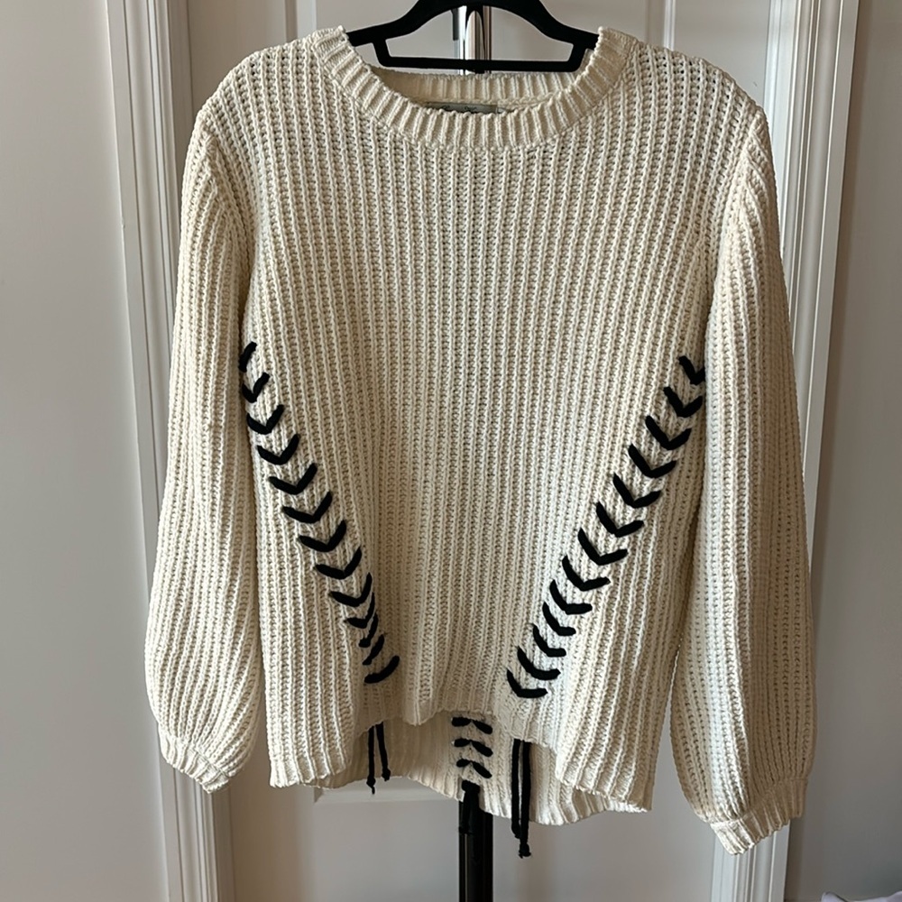 Black lace up oversized sweater